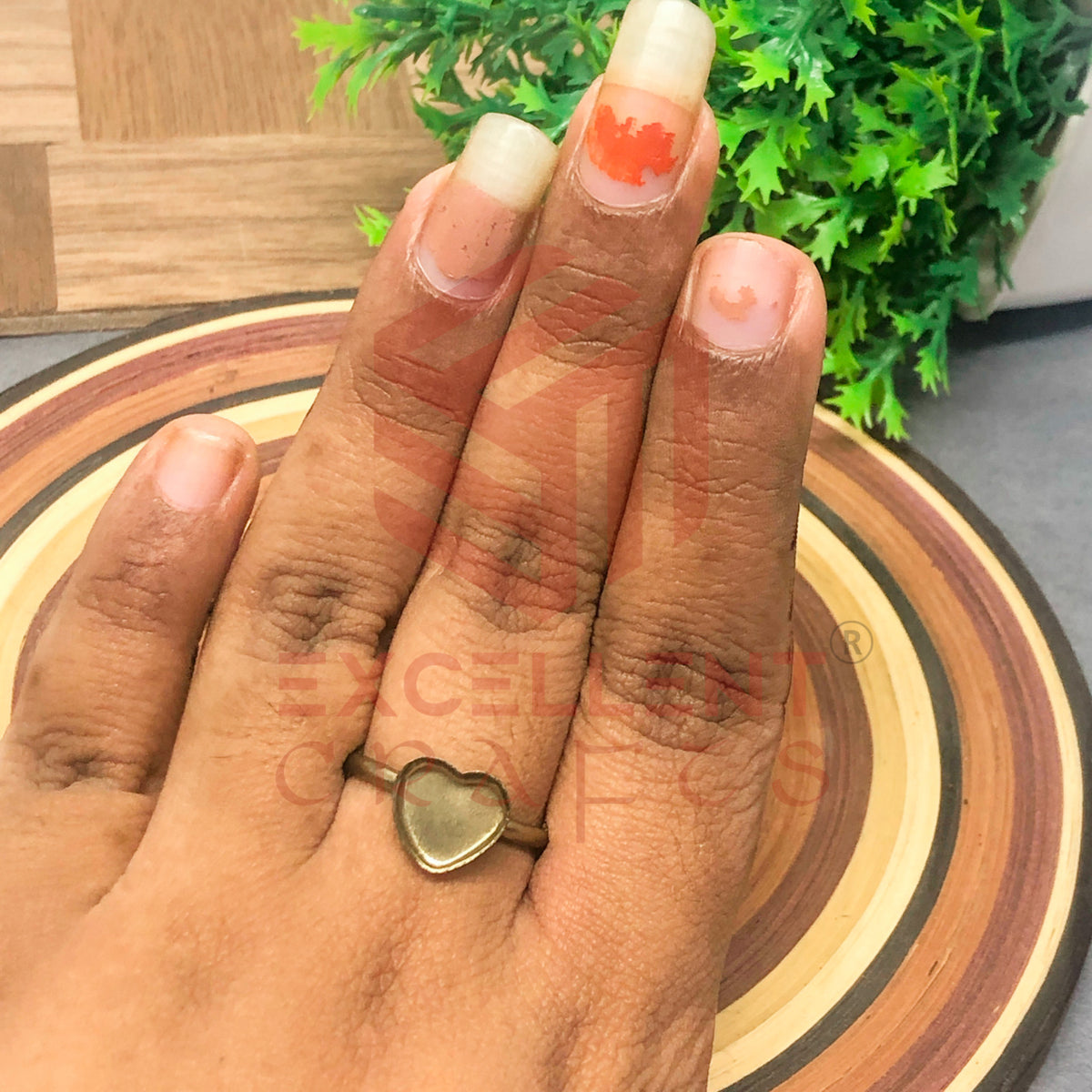8mm Heart Cabochon Finger Ring- 1 Pc
