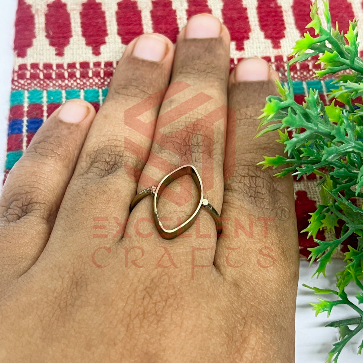 10x20mm Eye Shape Brass Finger Ring