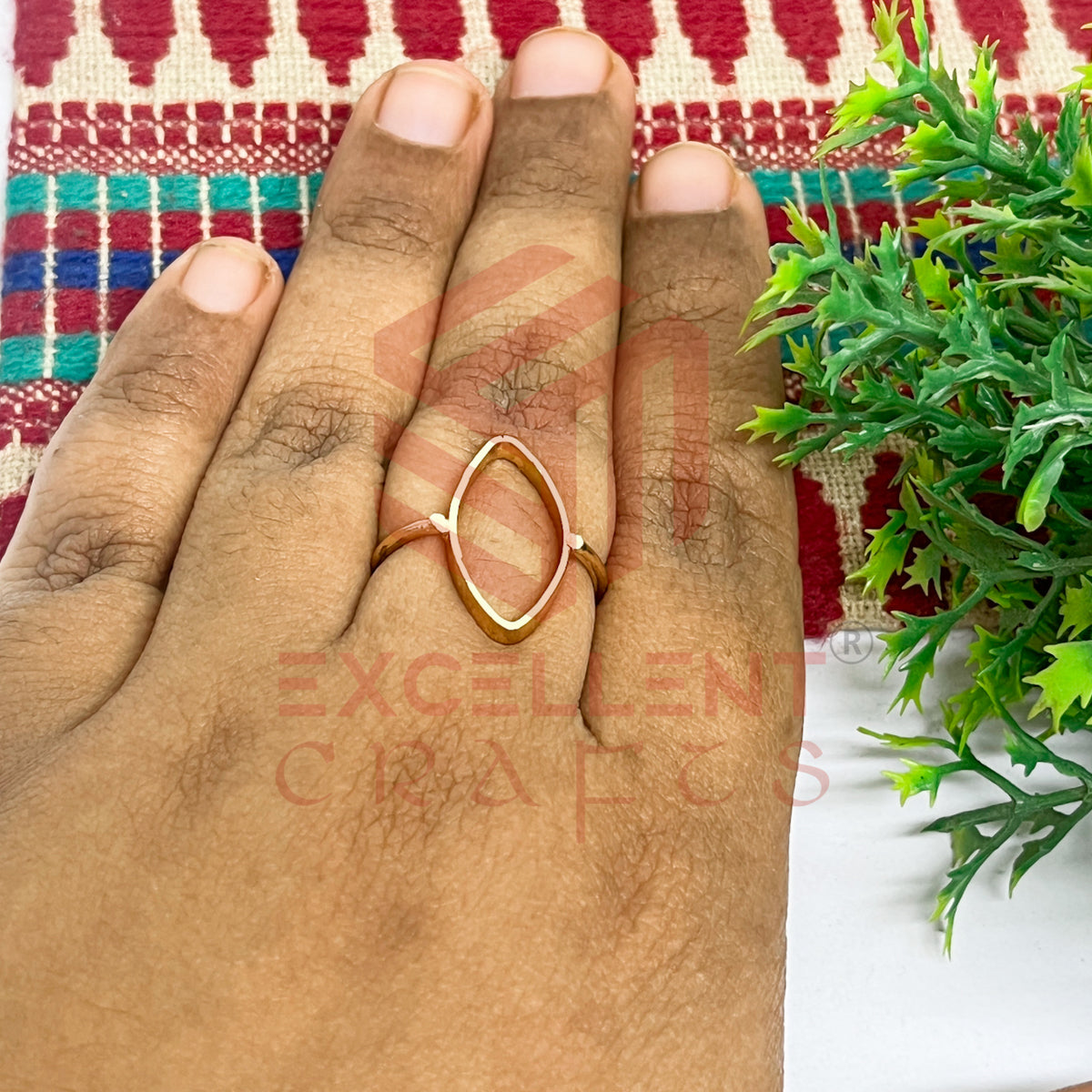 10x20mm Eye Shape Brass Finger Ring