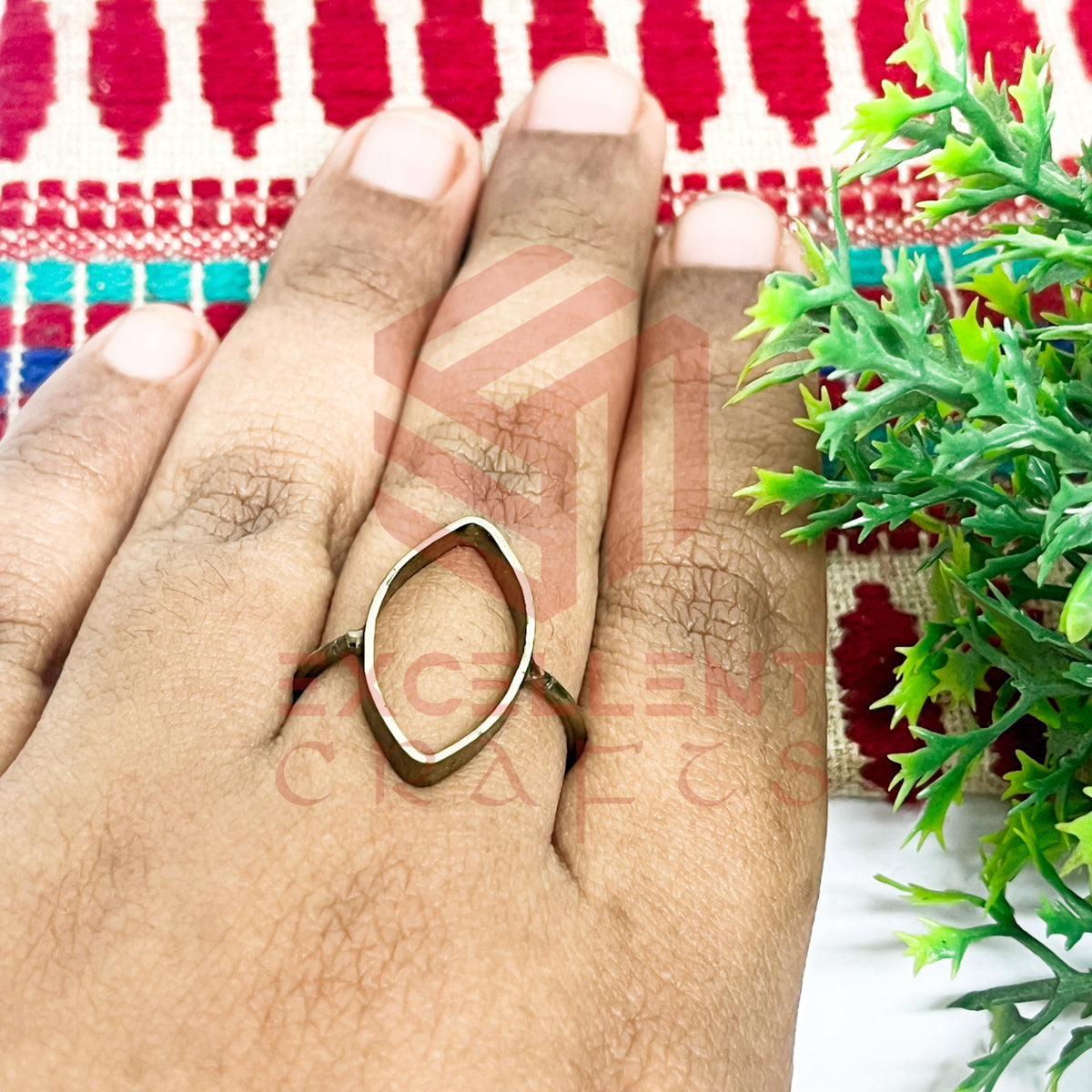 11x22mm Eye Shape Brass Finger Ring