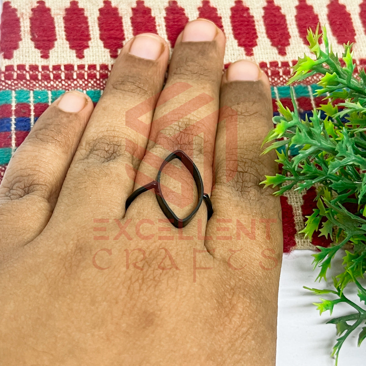 11x22mm Eye Shape Brass Finger Ring