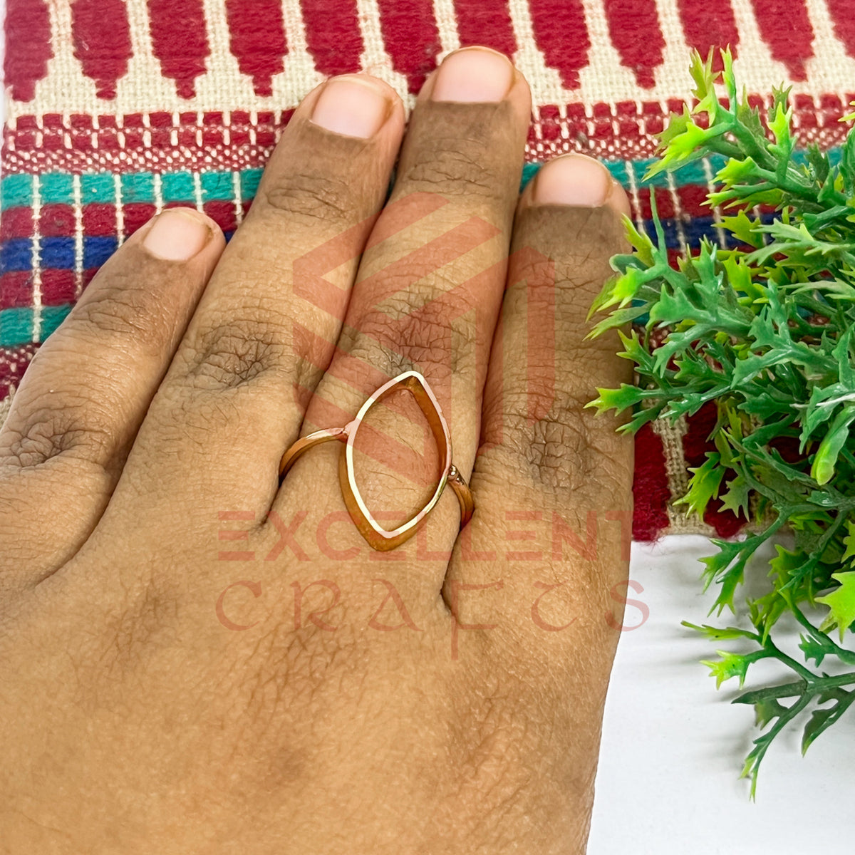 11x22mm Eye Shape Brass Finger Ring
