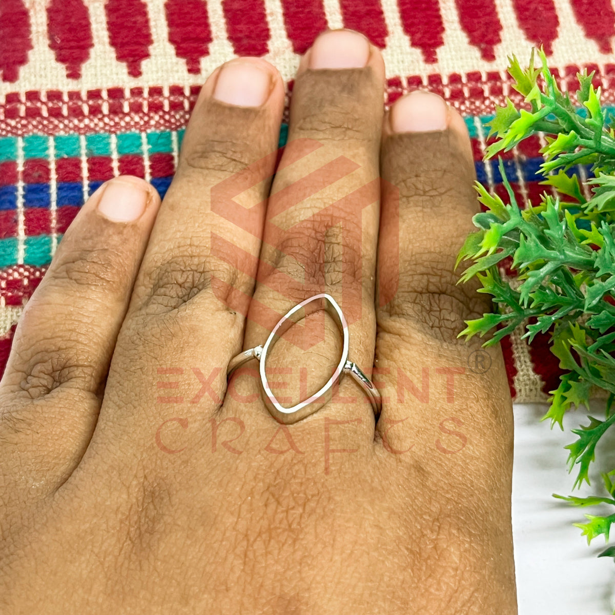 11x22mm Eye Shape Brass Finger Ring
