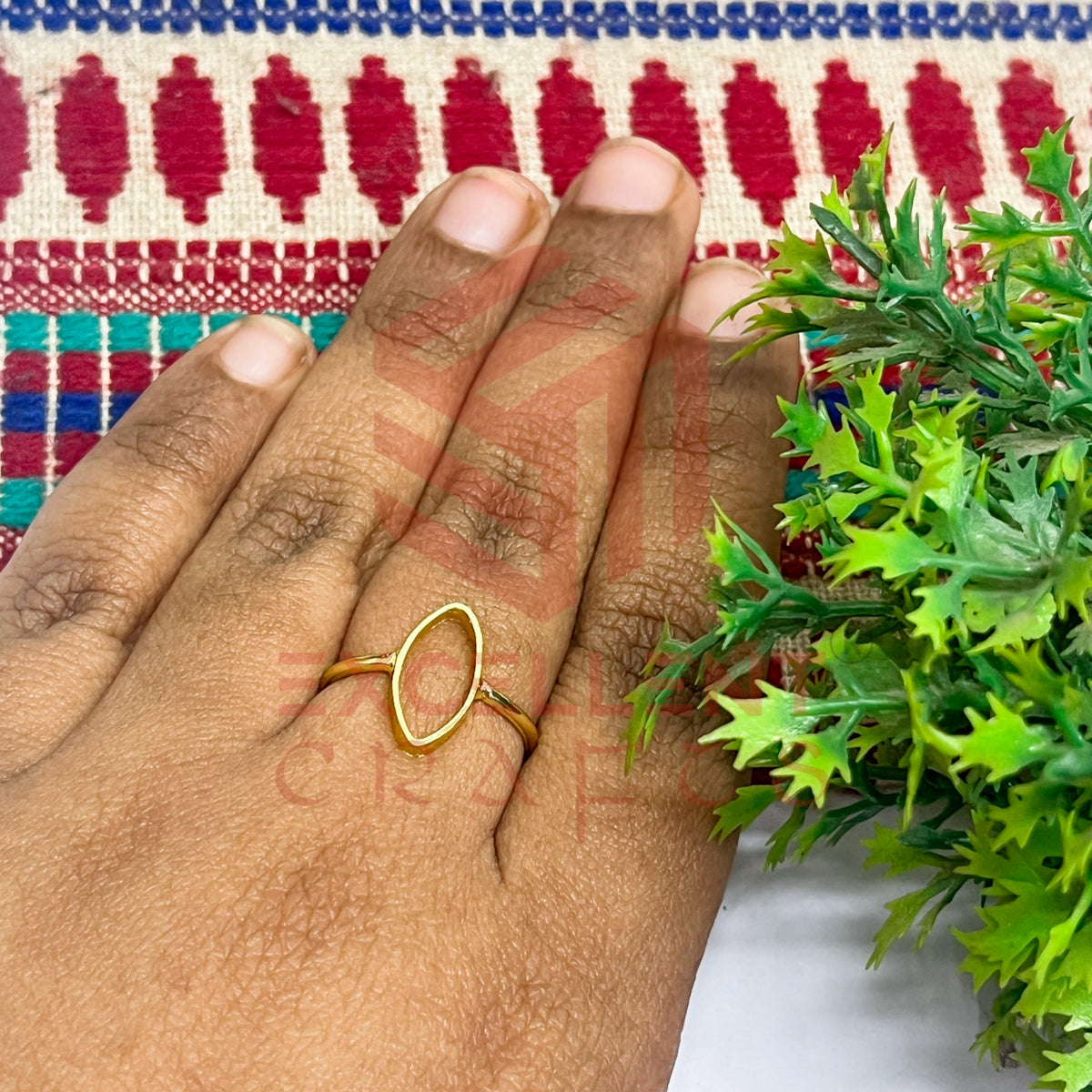 8x15mm Eye Shape Brass Finger Ring