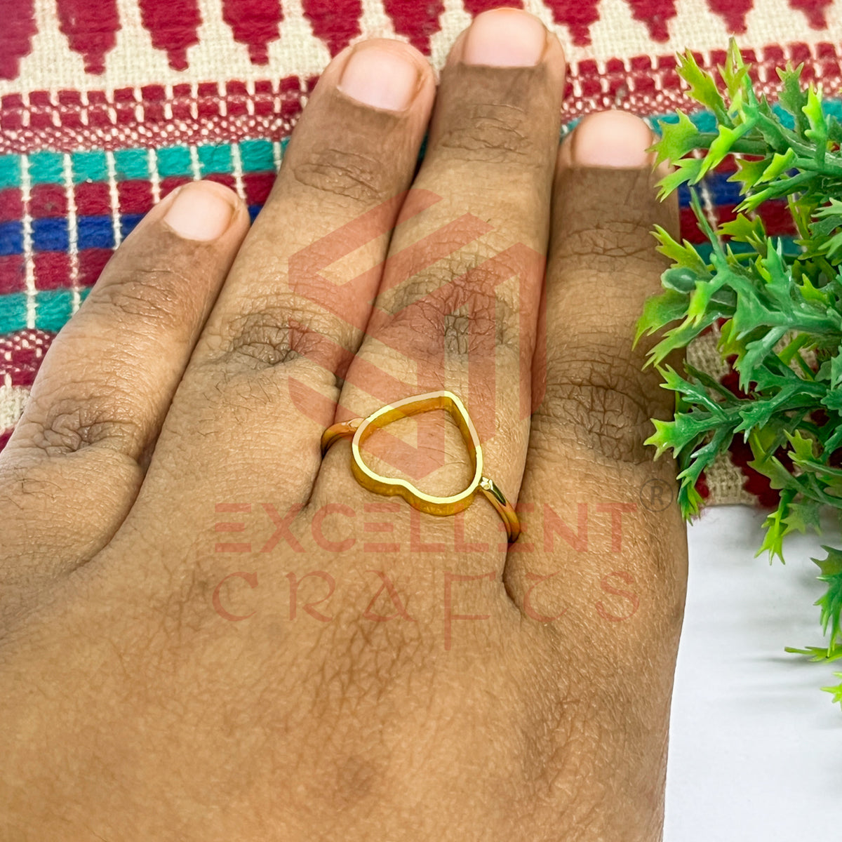 10mm Heart Brass Finger Ring