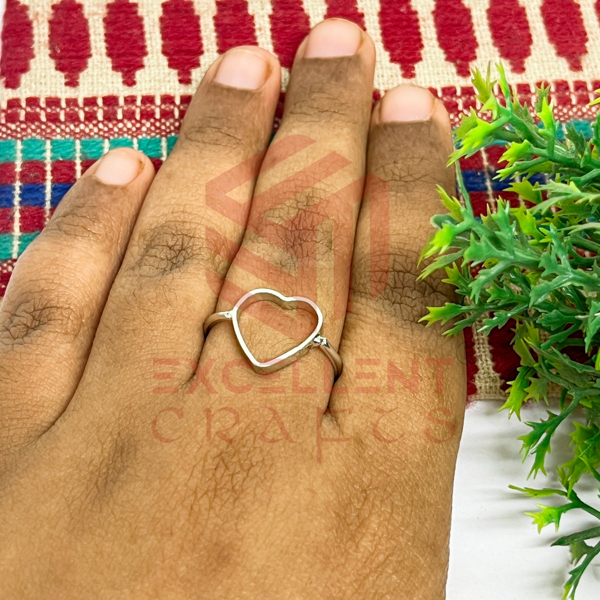10mm Heart Brass Finger Ring