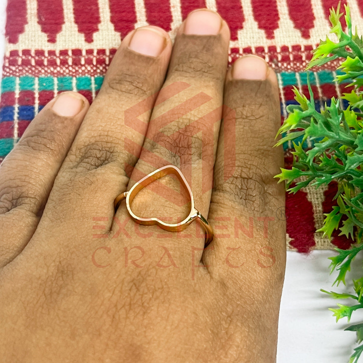 12mm Heart Brass Finger Ring