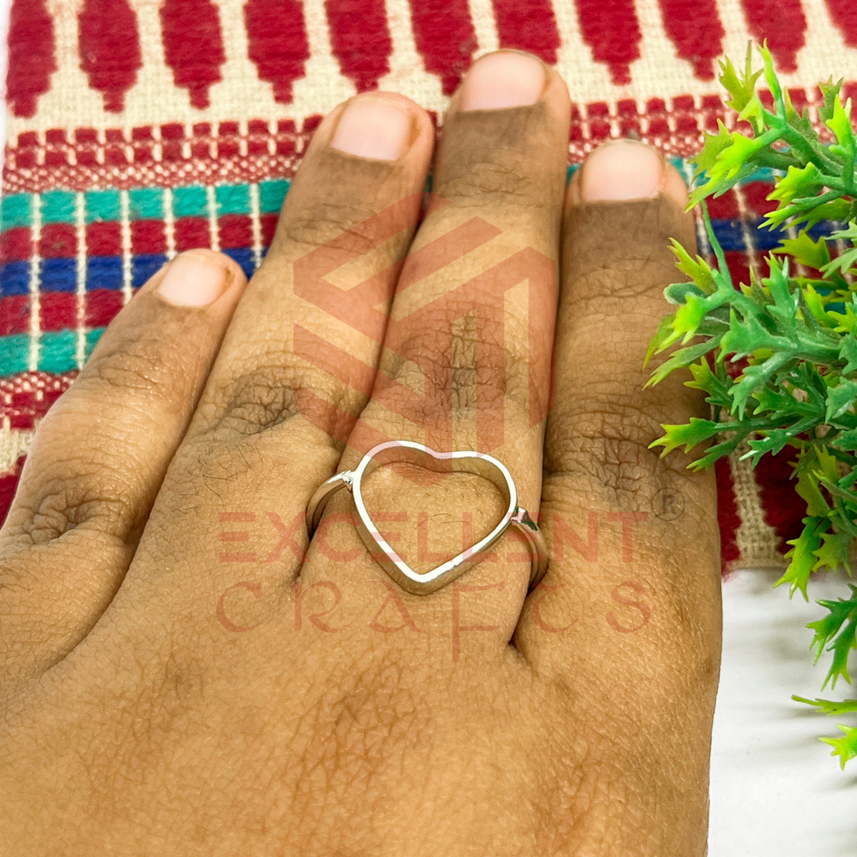 12mm Heart Brass Finger Ring