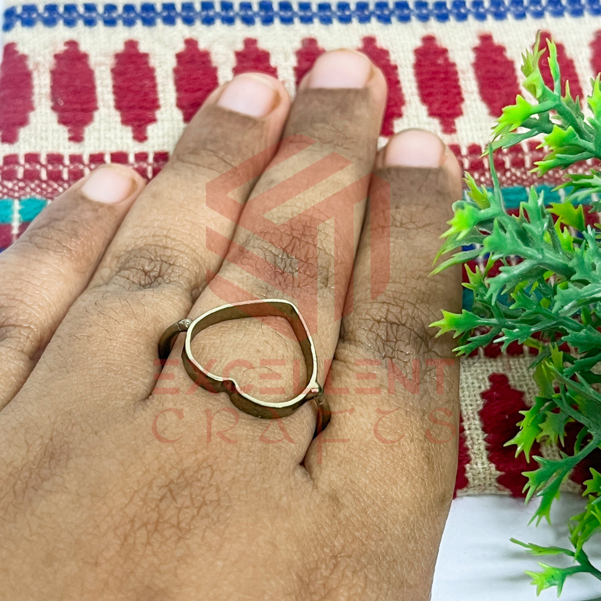 14mm Heart Brass Finger Ring
