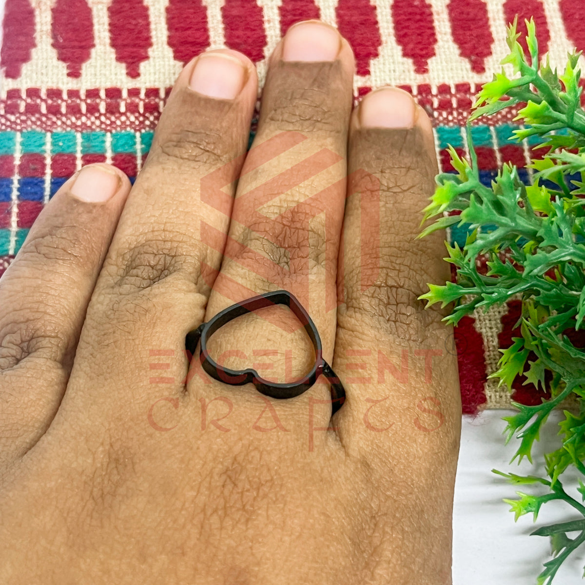 14mm Heart Brass Finger Ring