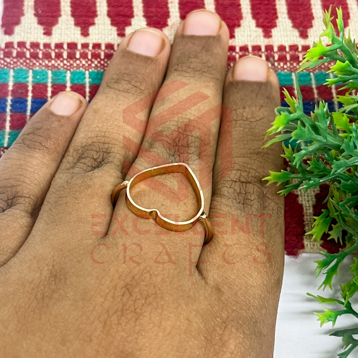 14mm Heart Brass Finger Ring