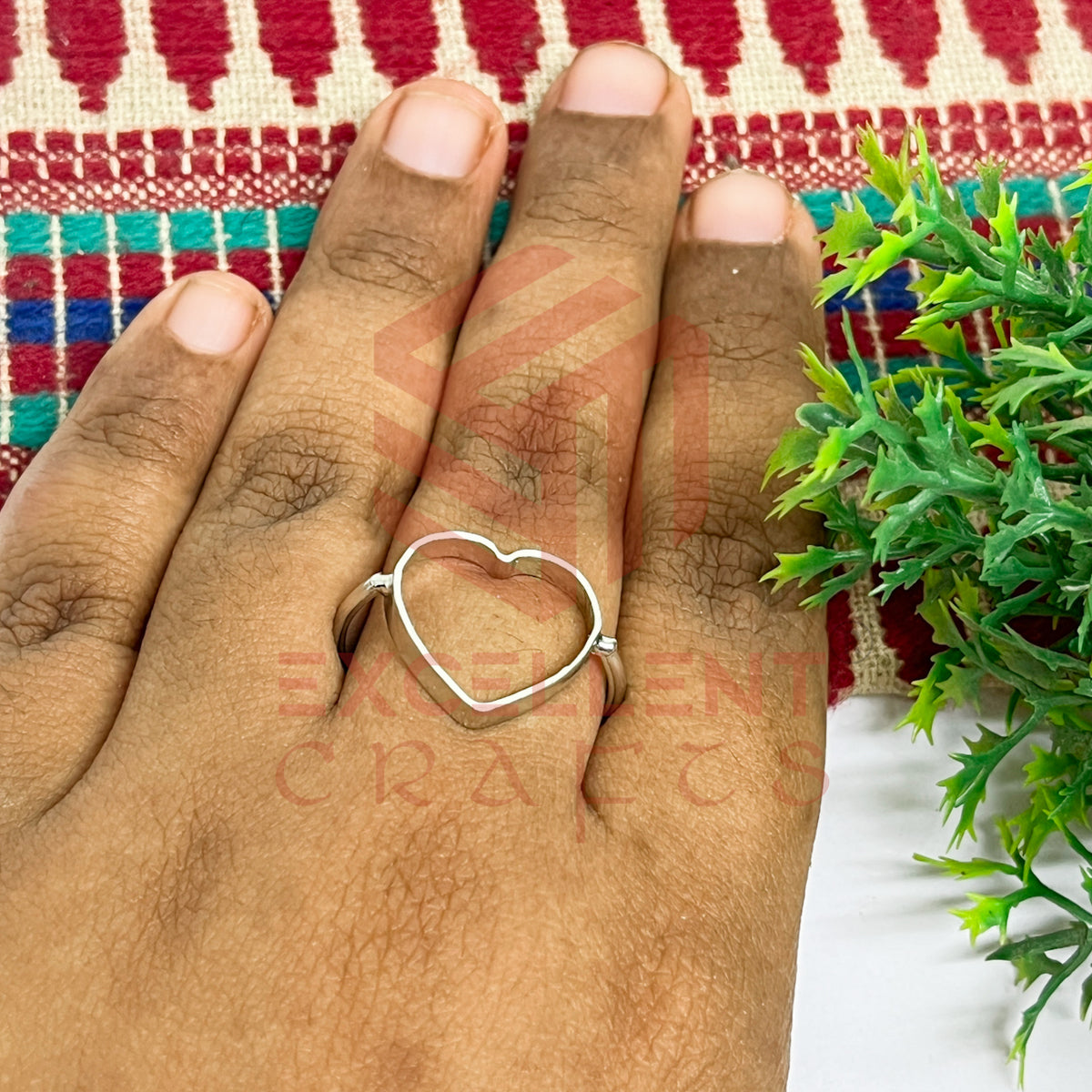 14mm Heart Brass Finger Ring