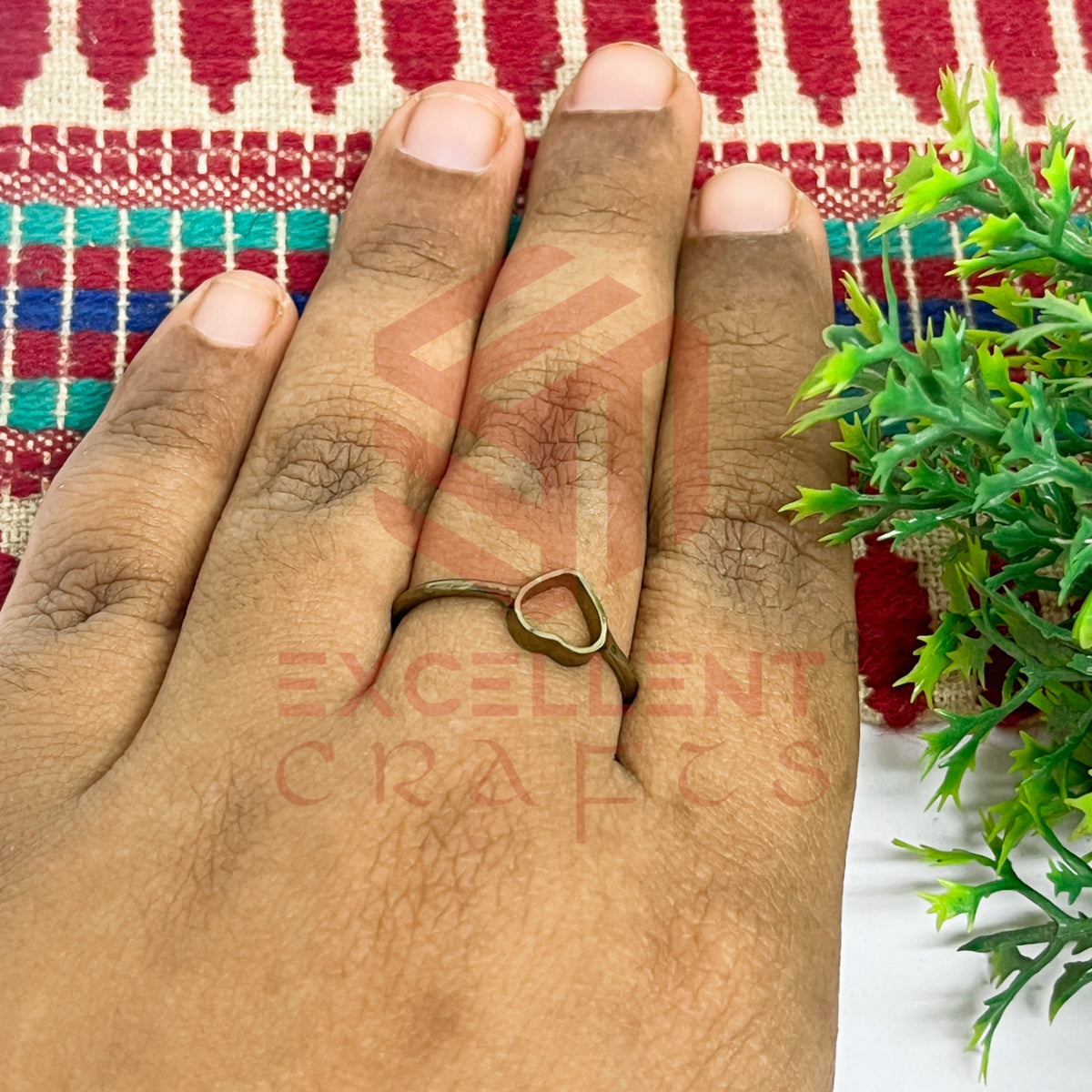 4mm Heart Brass Finger Ring