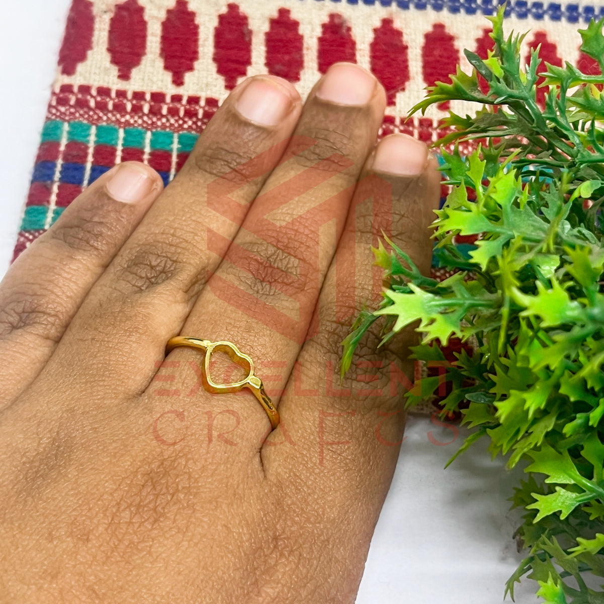 4mm Heart Brass Finger Ring