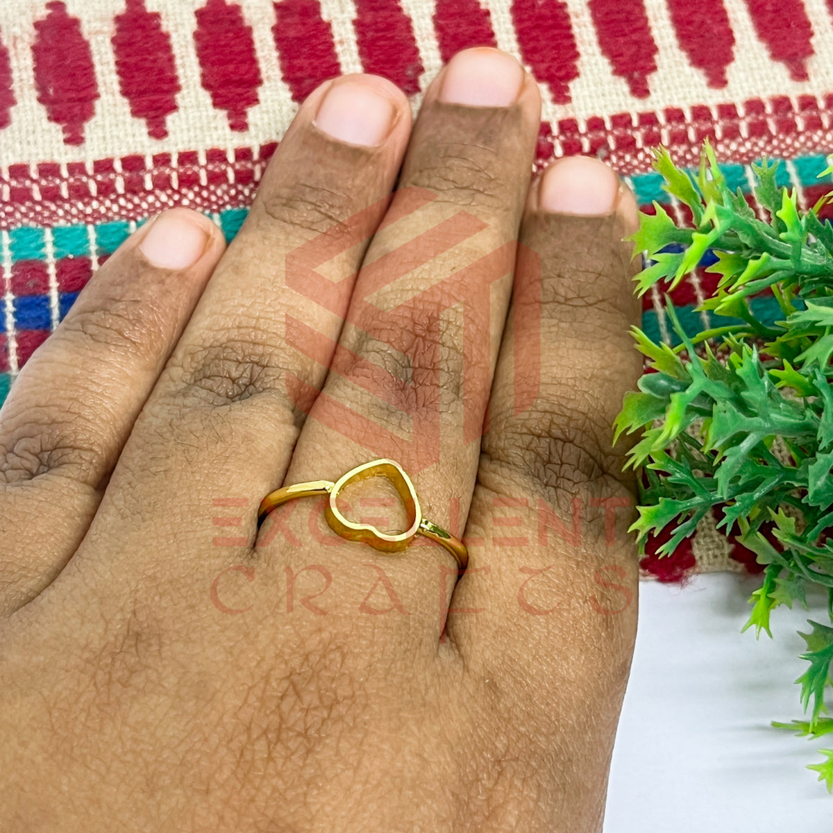 6mm Heart Brass Finger Ring