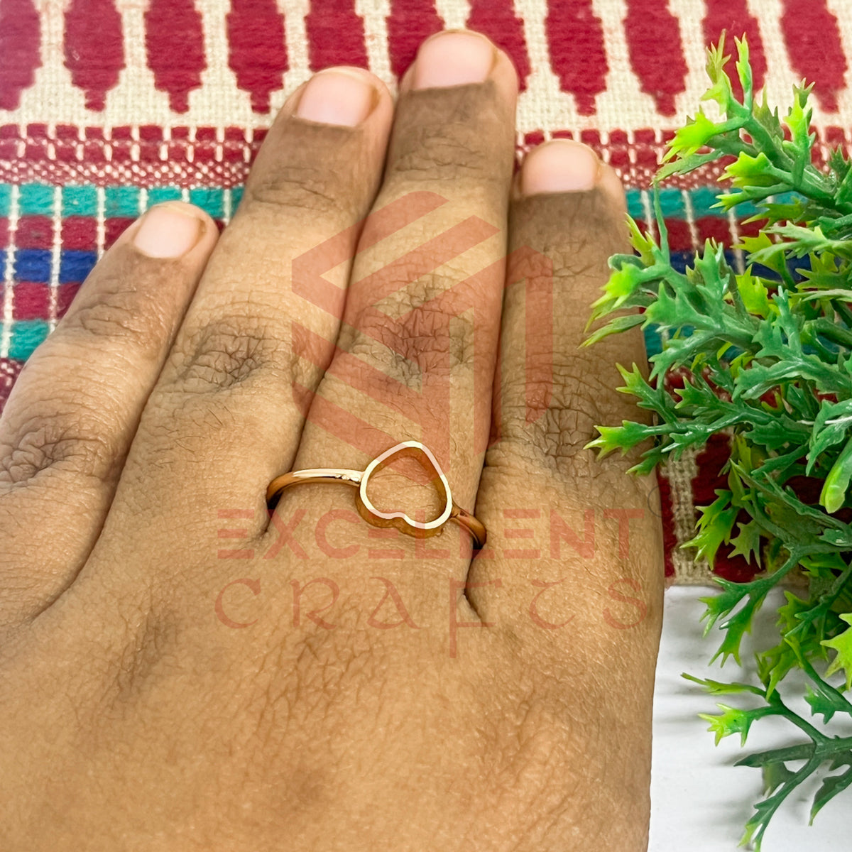 6mm Heart Brass Finger Ring