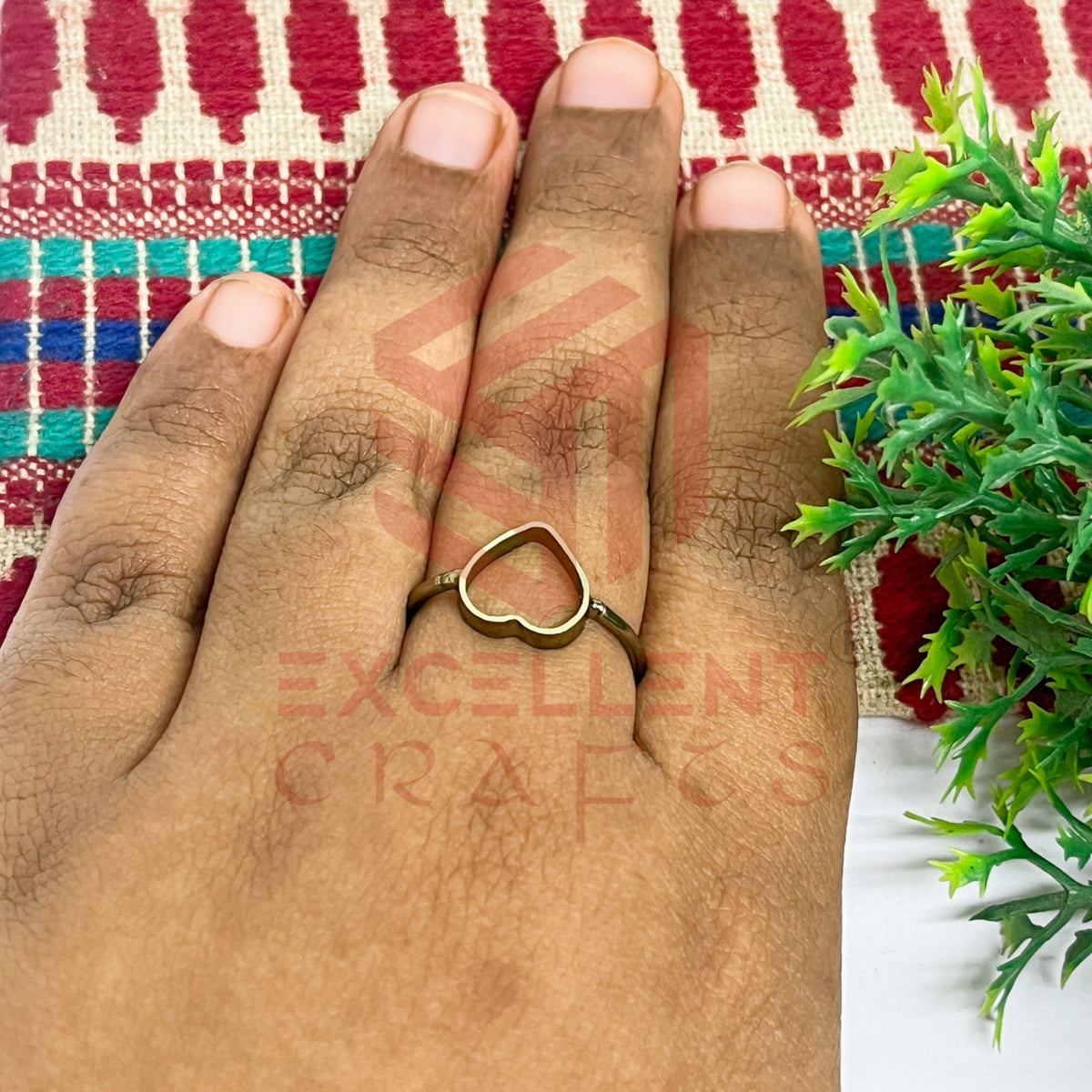 8mm Heart Brass Finger Ring
