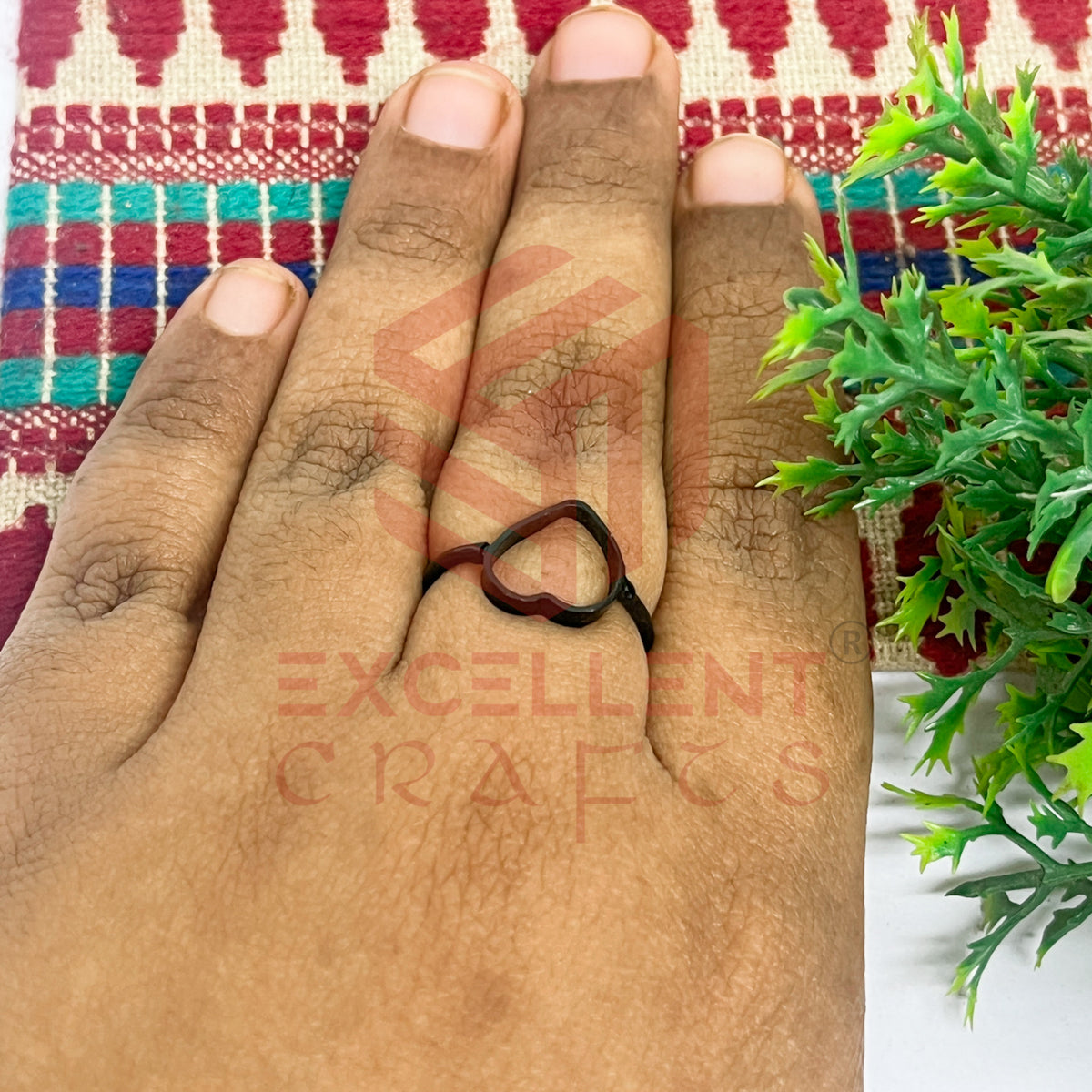 8mm Heart Brass Finger Ring
