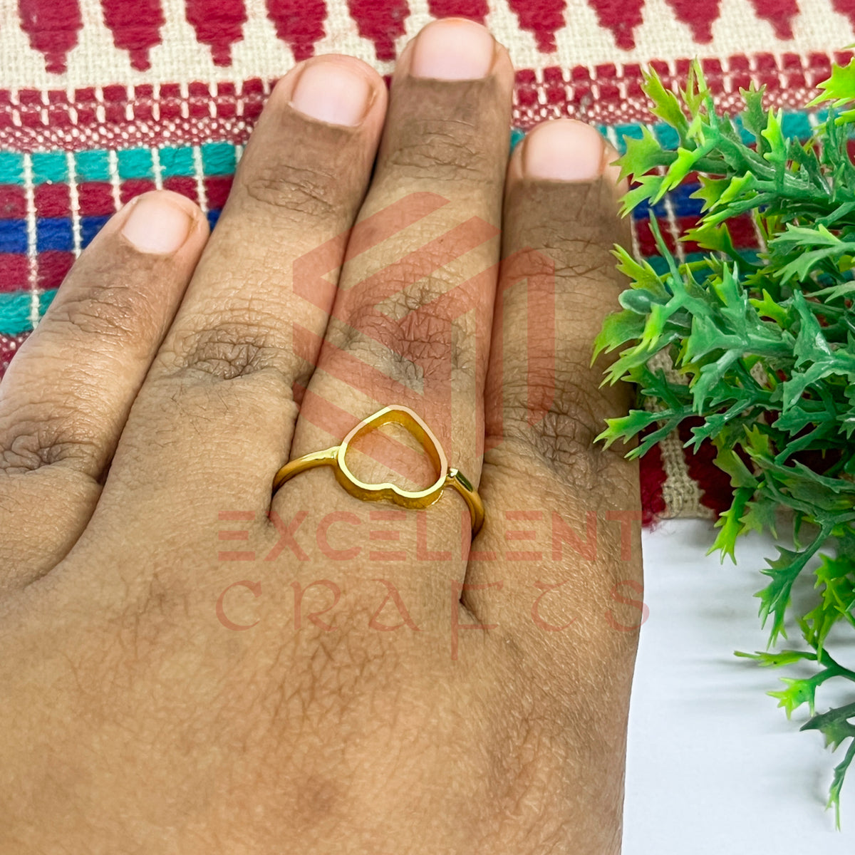 8mm Heart Brass Finger Ring