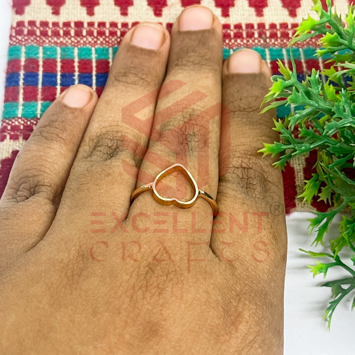 8mm Heart Brass Finger Ring