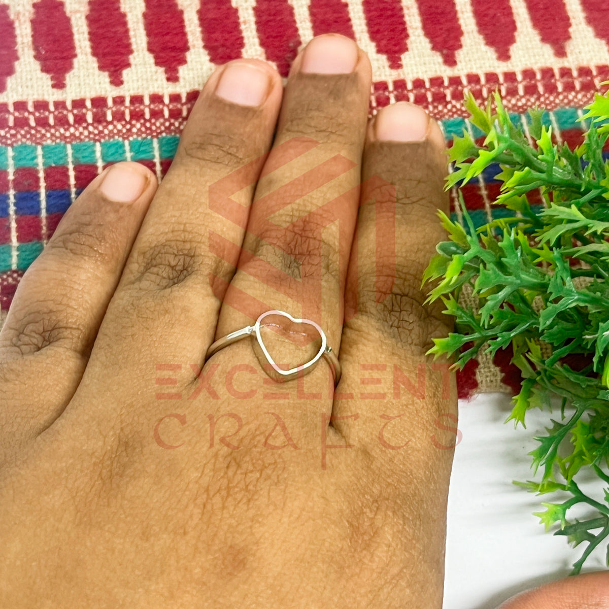 8mm Heart Brass Finger Ring