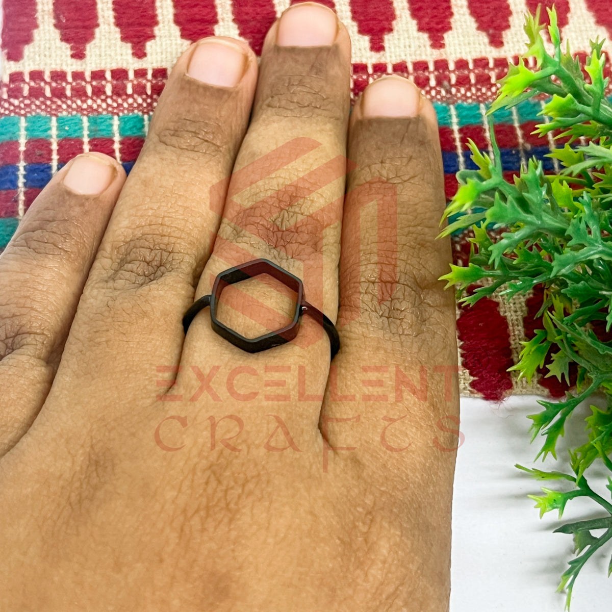 12mm Hexagon Brass Finger Ring
