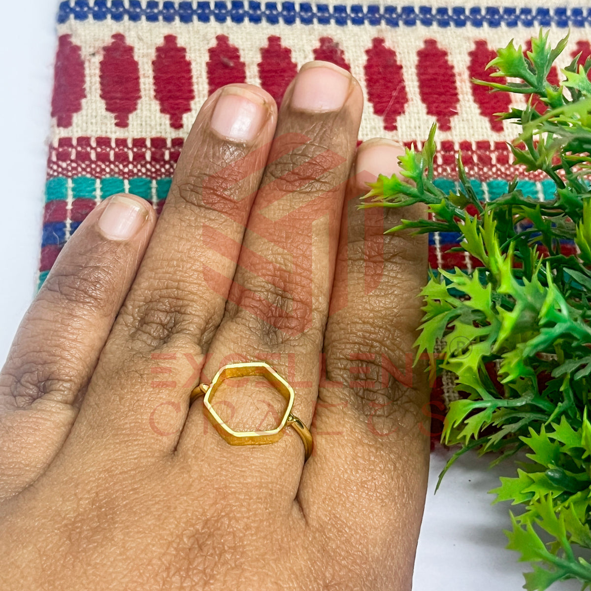 12mm Hexagon Brass Finger Ring
