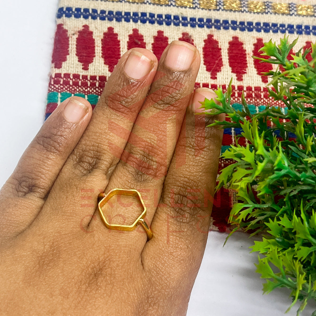 17mm Hexagon Brass Finger Ring