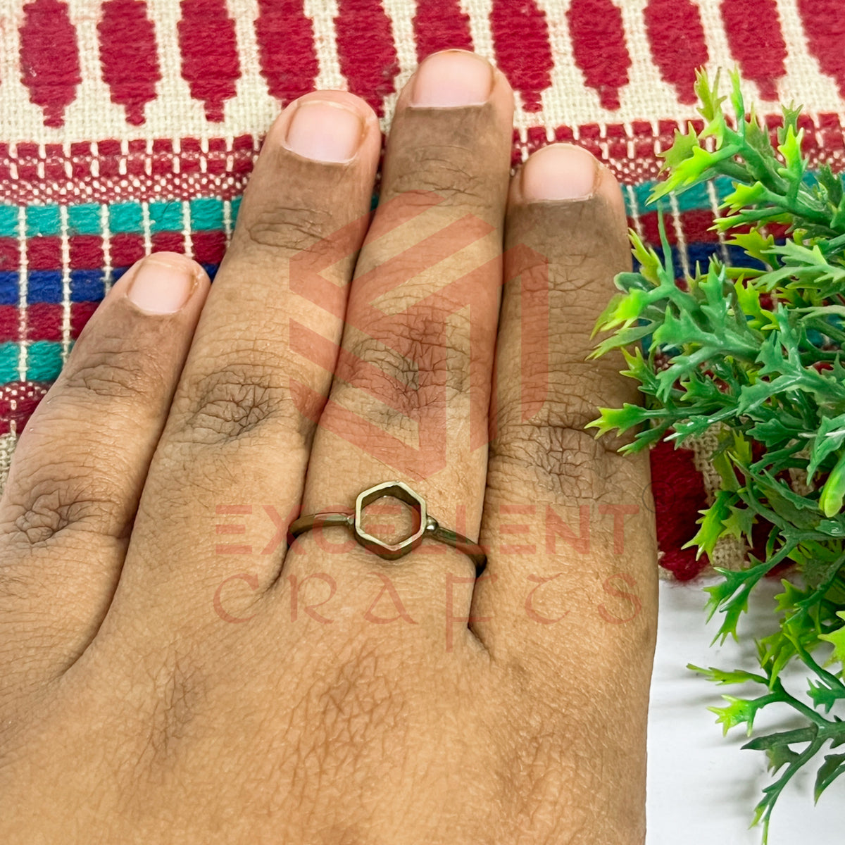 5x6mm Hexagon Brass Finger Ring