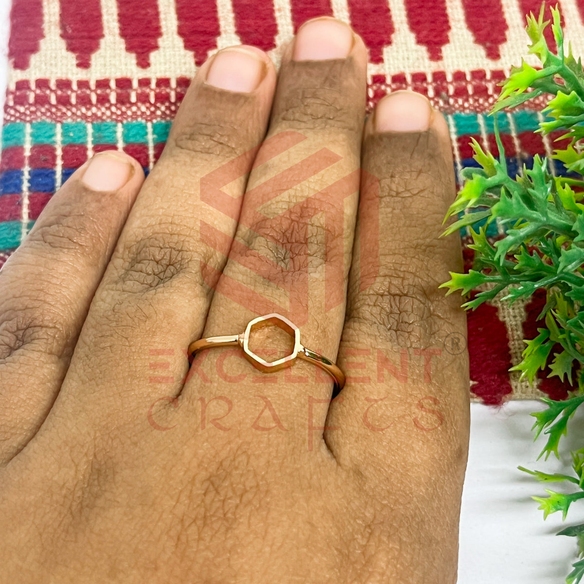 5x6mm Hexagon Brass Finger Ring