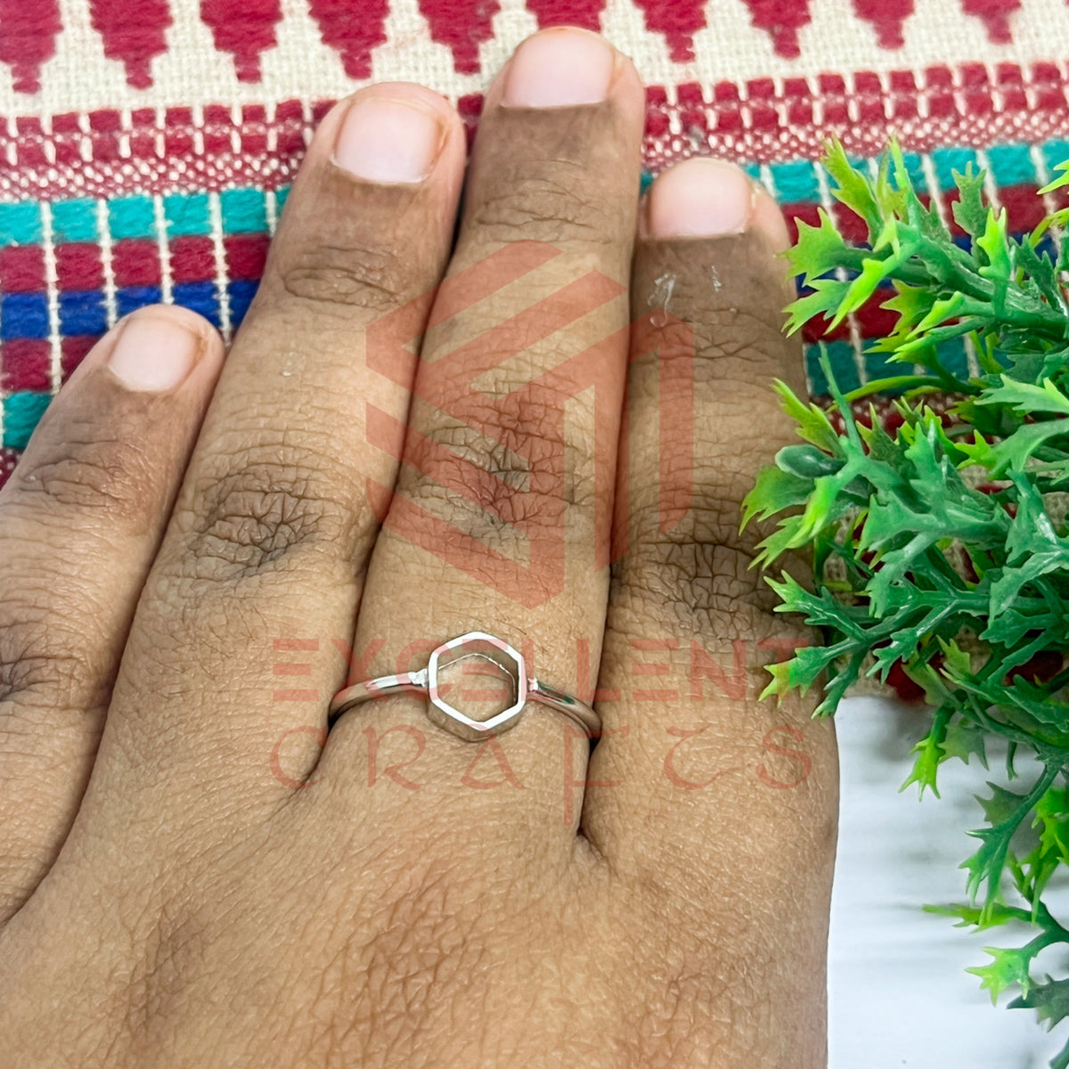 5x6mm Hexagon Brass Finger Ring