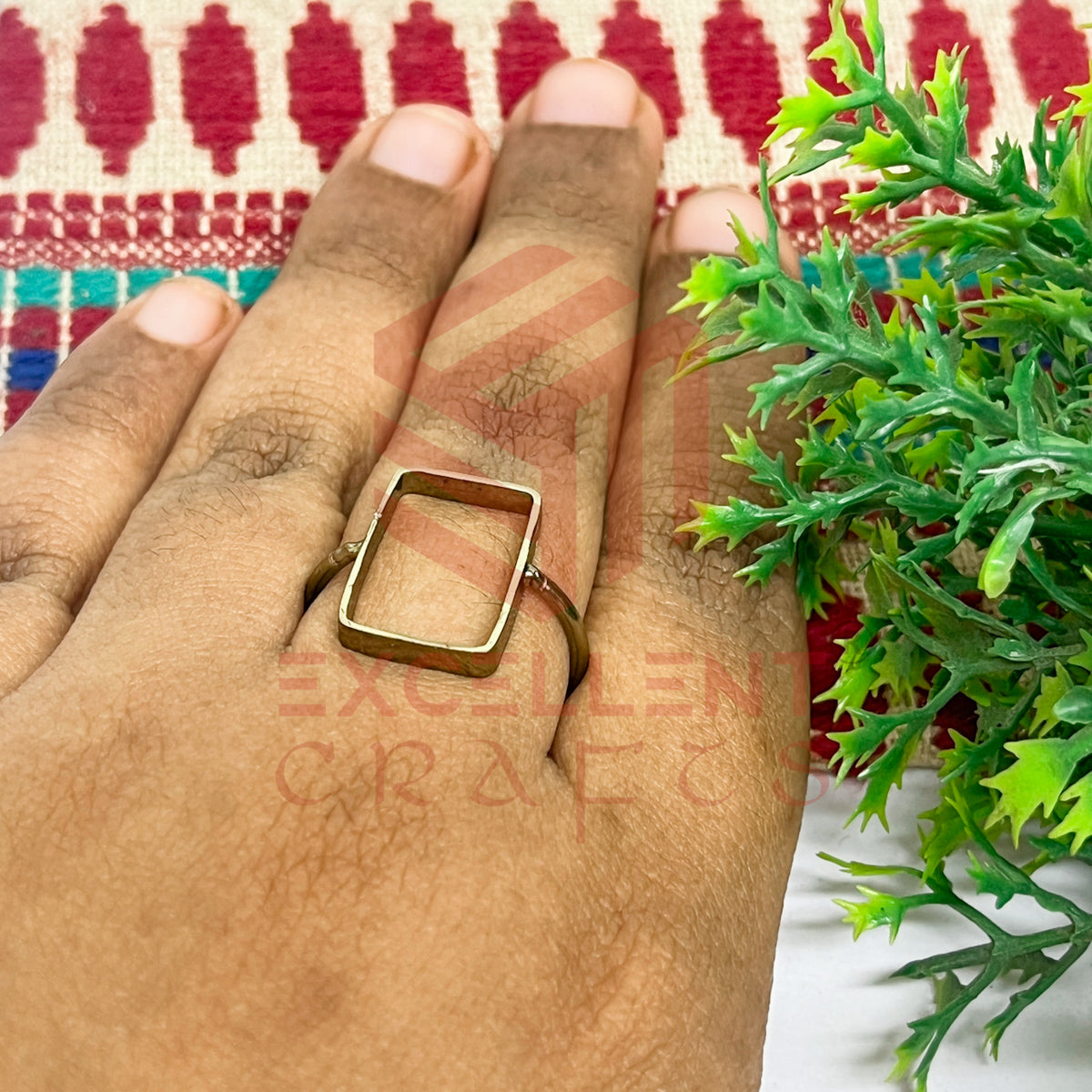 10x17mm Rectangle Brass Finger Ring