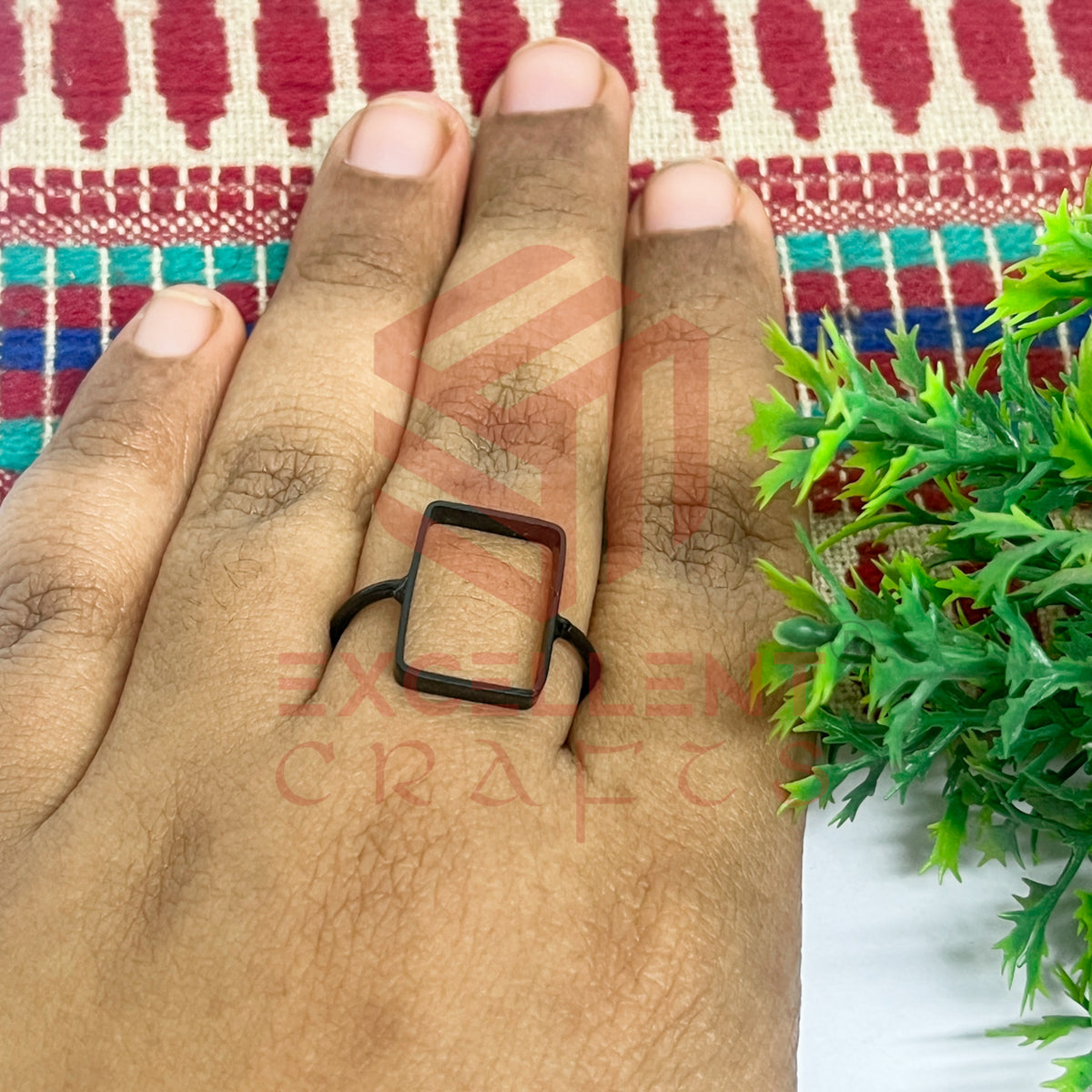 10x17mm Rectangle Brass Finger Ring