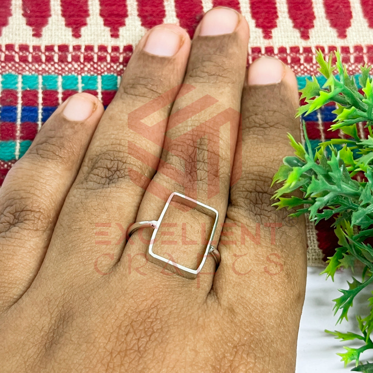 10x17mm Rectangle Brass Finger Ring