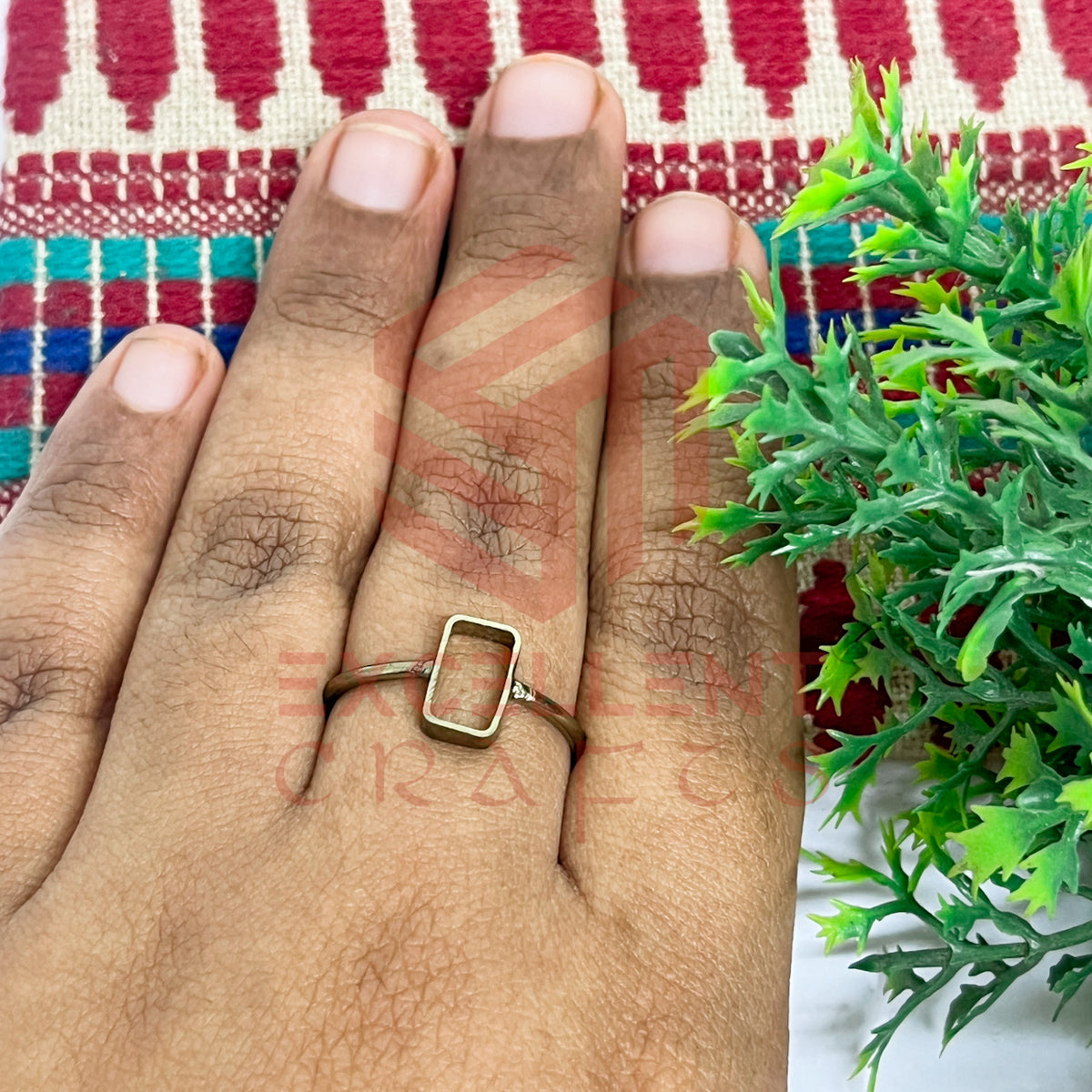 5x9mm Rectangle Brass Finger Ring