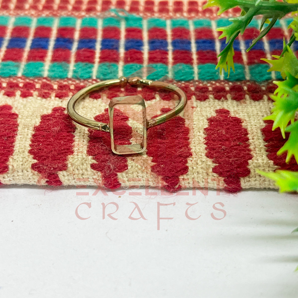 4x7mm Rectangle Brass Finger Ring