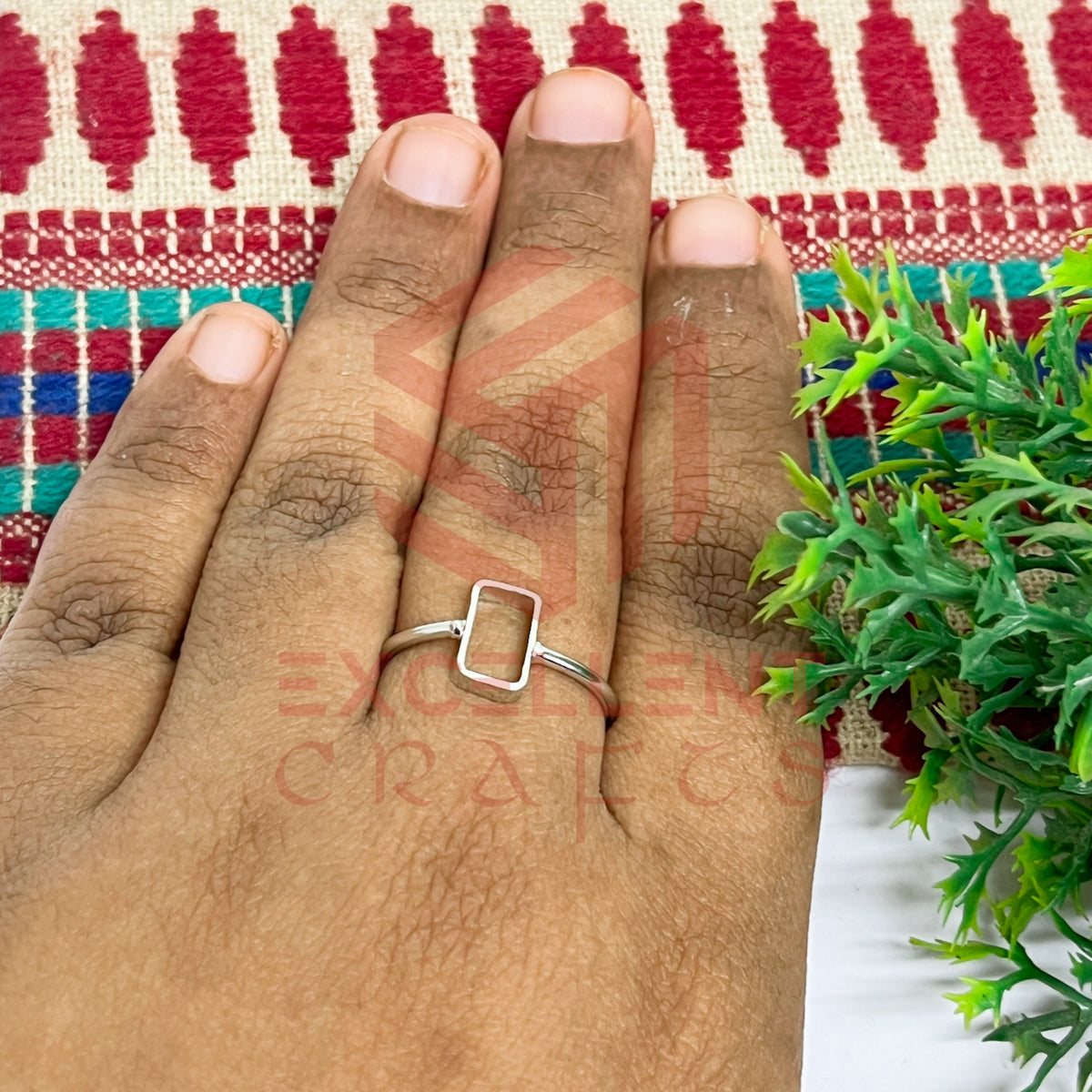 5x9mm Rectangle Brass Finger Ring