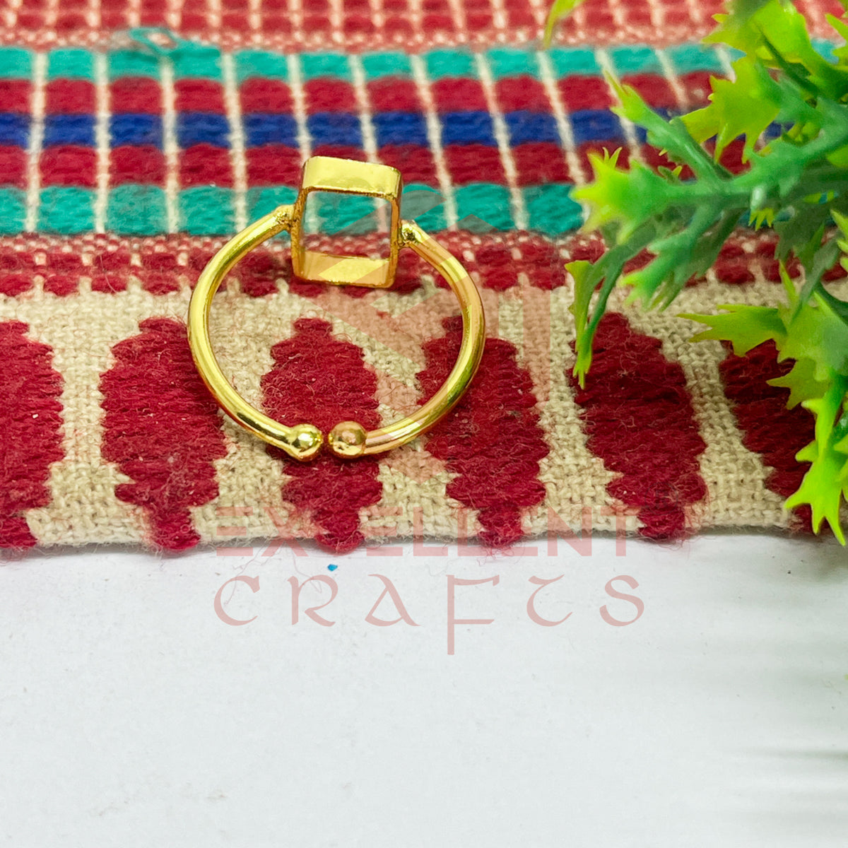 6x12mm Rectangle Brass Finger Ring
