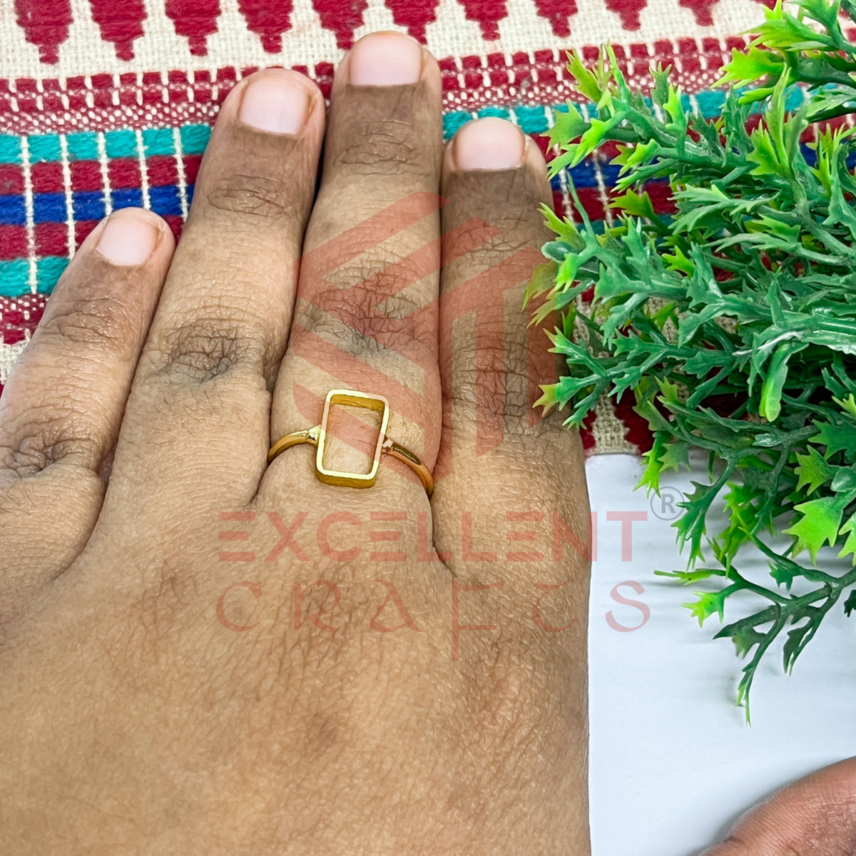 6x12mm Rectangle Brass Finger Ring