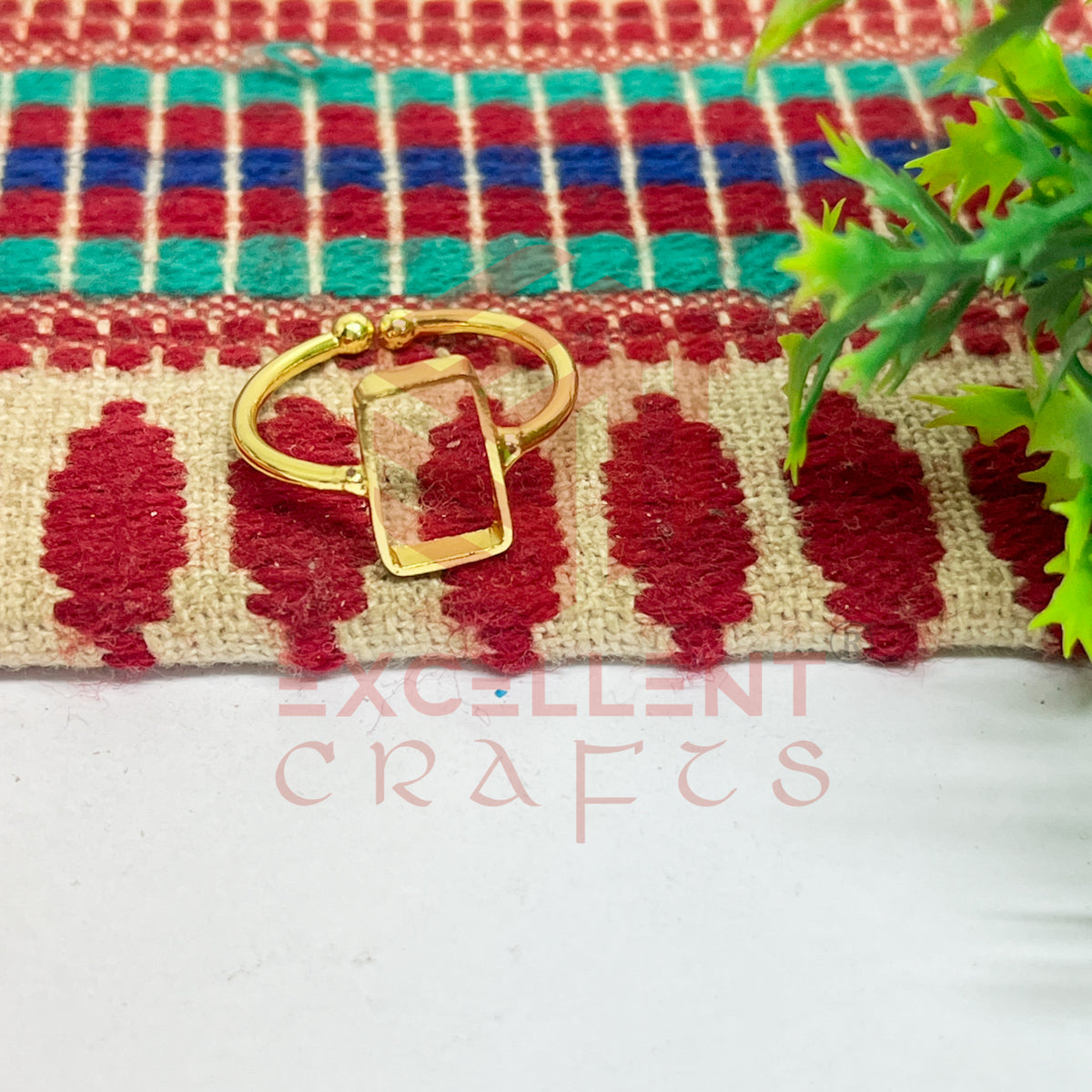 6x12mm Rectangle Brass Finger Ring