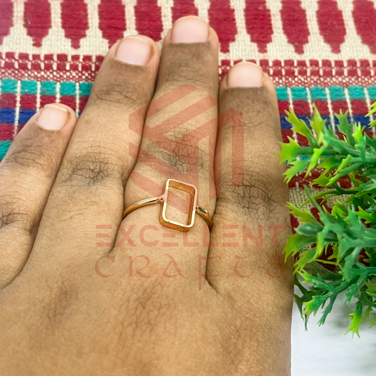 6x12mm Rectangle Brass Finger Ring