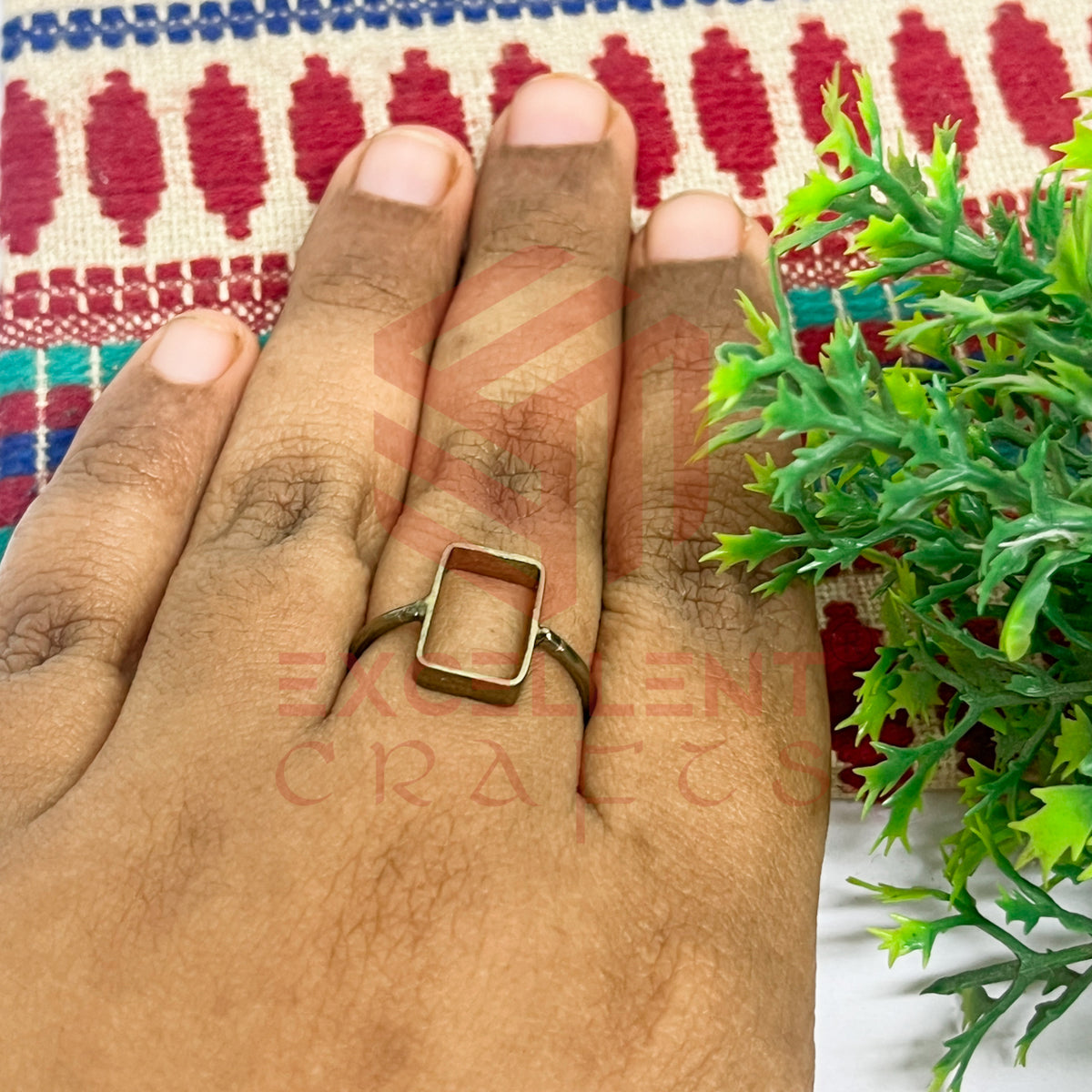 7x13mm Rectangle Brass Finger Ring