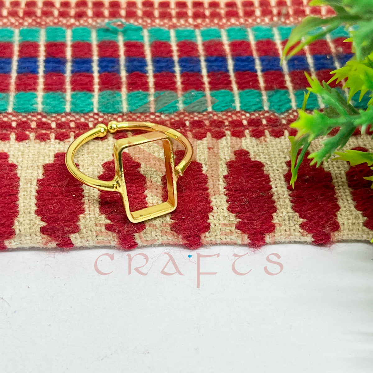 7x13mm Rectangle Brass Finger Ring
