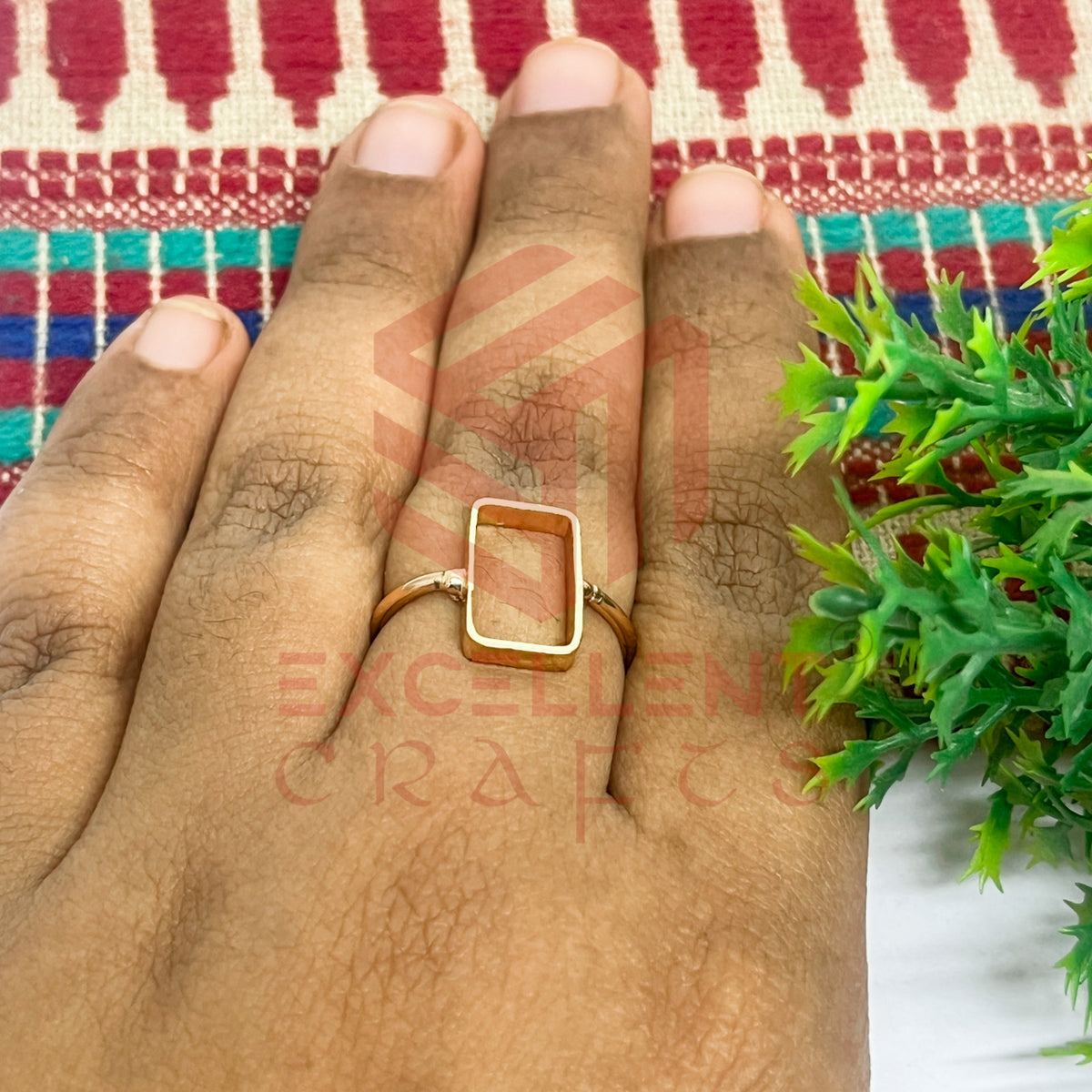 7x13mm Rectangle Brass Finger Ring