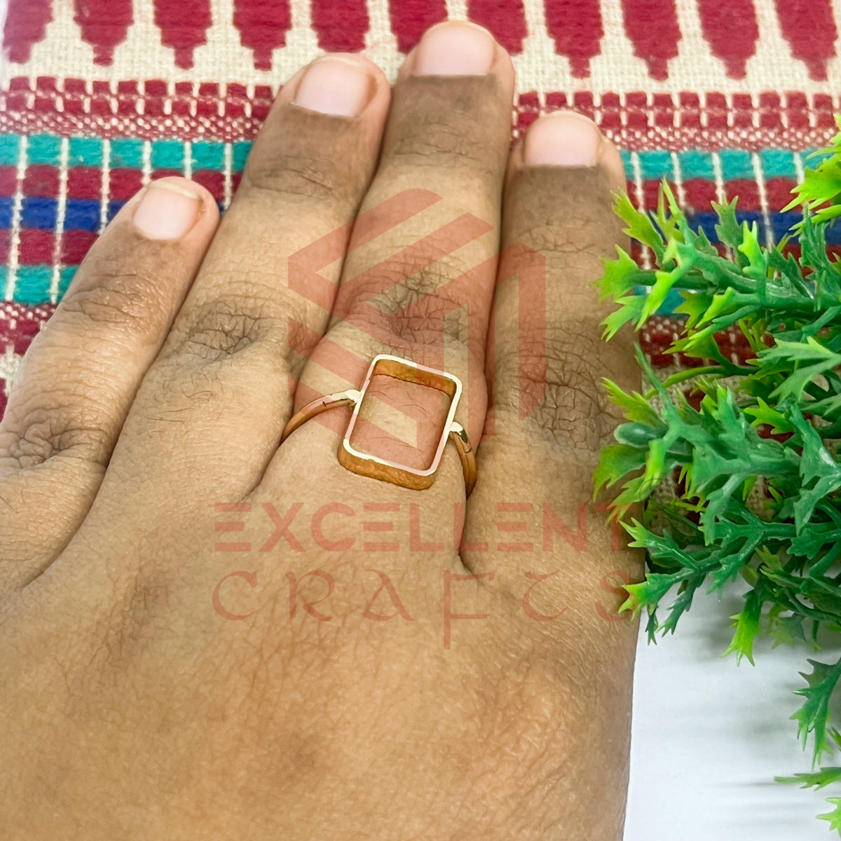 8x15mm Rectangle Brass Finger Ring