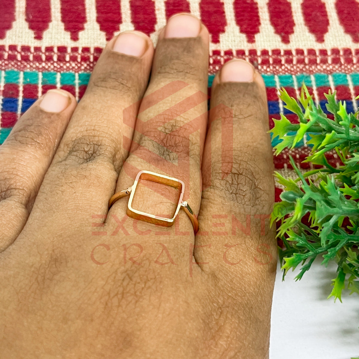 10x10mm Square Brass Finger Ring