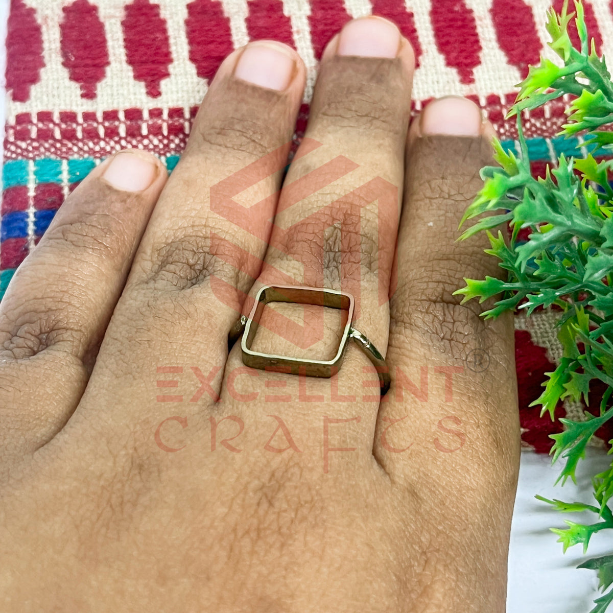 12x12mm Square Brass Finger Ring