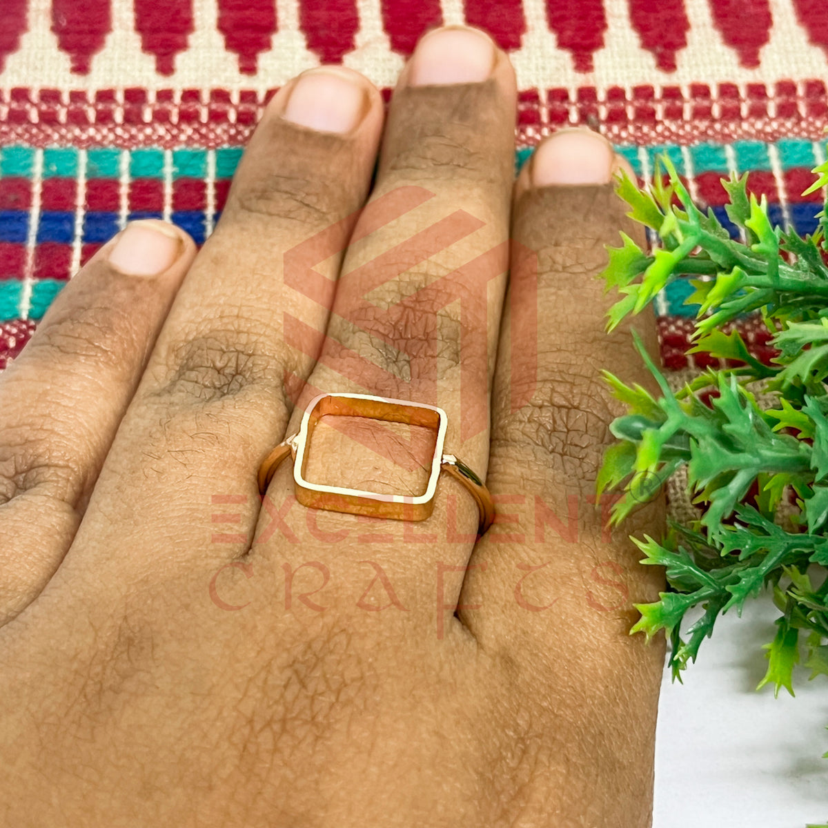 12x12mm Square Brass Finger Ring