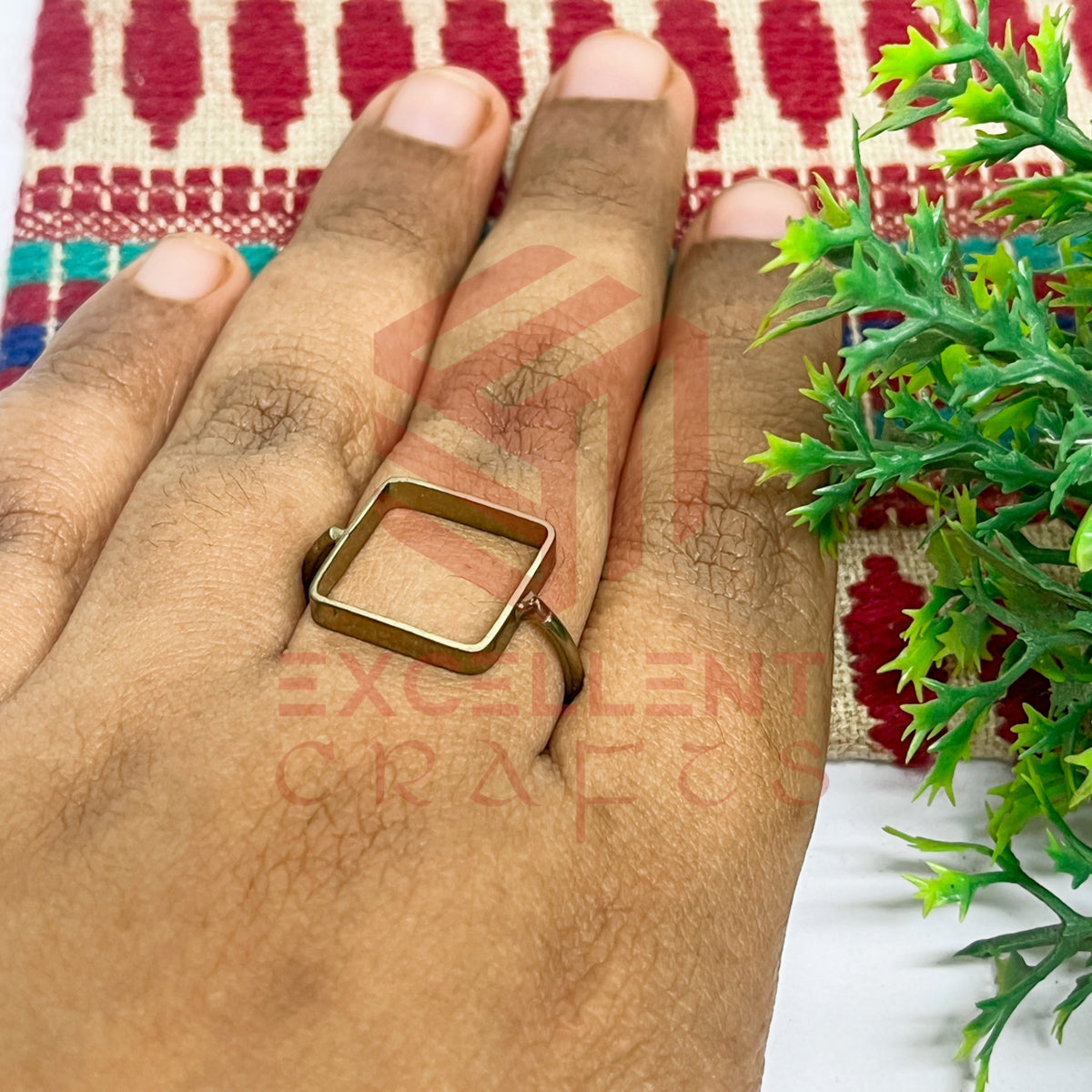 14x14mm Square Brass Finger Ring