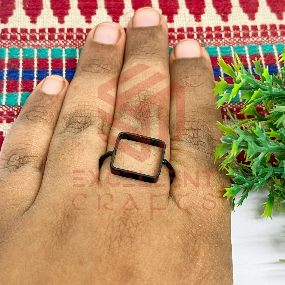 14x14mm Square Brass Finger Ring